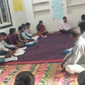 Daang Vikas Sansthan staff members attending the monthly review meeting