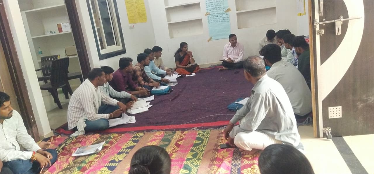 Daang Vikas Sansthan staff members attending the monthly review meeting